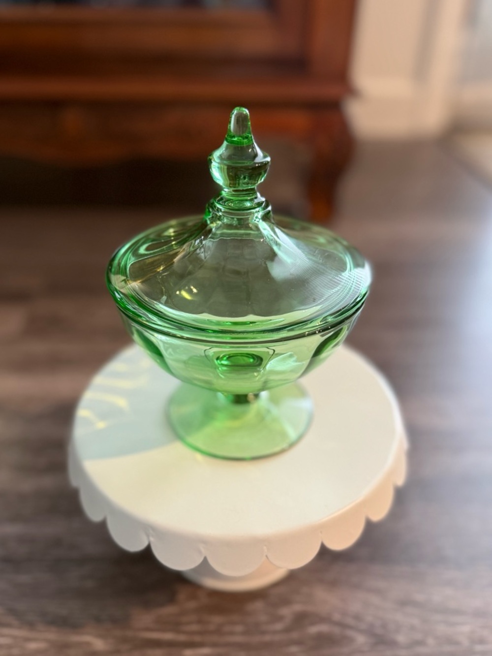 1920s Fostoria Uranium glass compote dish
